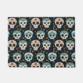 Sugar Skulls - Blauwgroen en kaneelpatroon Deurmat