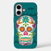 Sugar Skulls Dia de los Muertos Monogrammed Case-Mate iPhone Case (Achterkant)