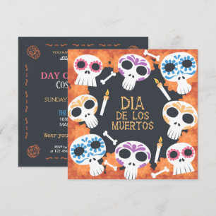 Sugar Skulls Dia de Muertos Party Uitnodiging