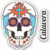 Sugar Skulls Graphic met aangepaste tekst Sticker (Voorkant)