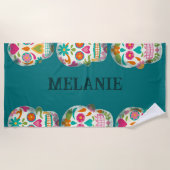 Sugar Skulls Illustratie Gepersonaliseerd Strandlaken (Voorkant)