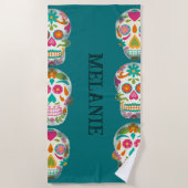 Sugar Skulls Illustratie Gepersonaliseerd Strandlaken (Voorkant)
