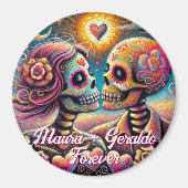 Sugar Skulls in Love Chalk Pastel Personalized Magneet (Voorkant)