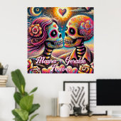 Sugar Skulls in Love Chalk Pastel Personalized Poster (Thuiskantoor)