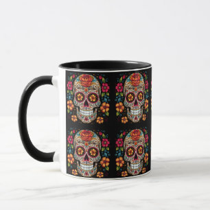 Sugar Skulls op een zwarte achtergrond Koffie Mok