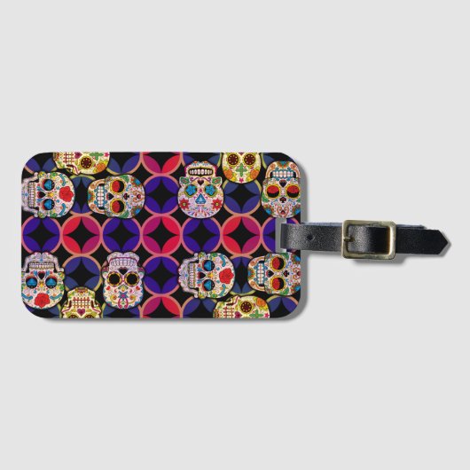Sugar Skulls Pattern Bagagelabel (Voorkant (horizontaal))