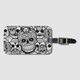 Sugar Skulls Pattern Bagagelabel