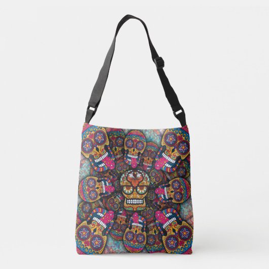 Sugar Skulls Pattern Crossbody Tas (Achterkant)