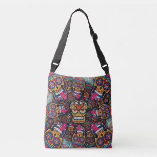 Sugar Skulls Pattern Crossbody Tas
