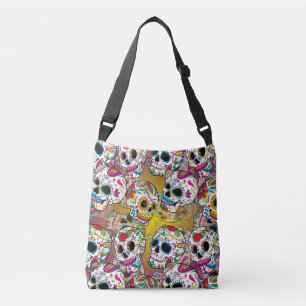 Sugar Skulls Pattern Crossbody Tas