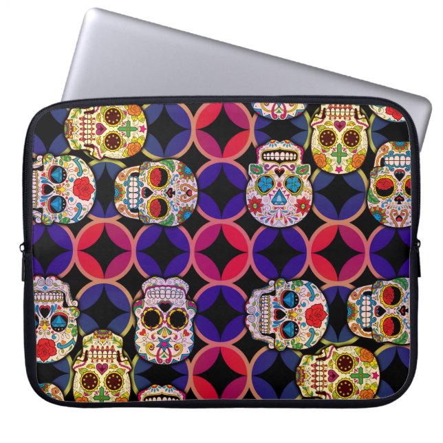 Sugar Skulls Pattern Laptop Sleeve (Voorkant)