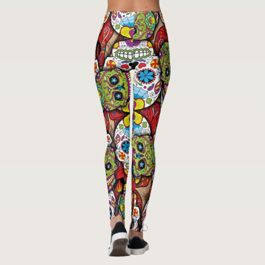 Sugar Skulls Pattern Leggings (Achterkant)