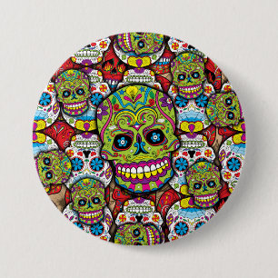 Sugar Skulls Pattern Ronde Button 7,6 Cm