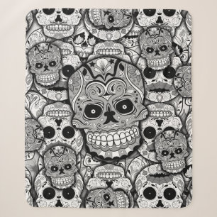Sugar Skulls Pattern Sherpa Deken