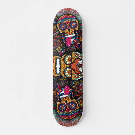 Sugar Skulls Pattern Skateboard (Voorkant)