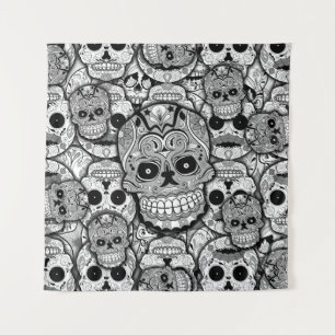 Sugar Skulls Pattern Wandkleed