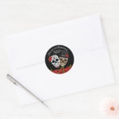  Sugar Skulls Red Roses Ronde Sticker (Envelop)