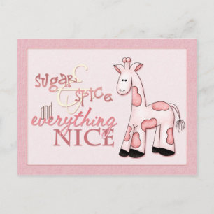Sugar & Spice Baby Girl Pink Shower Uitnodiging Briefkaart