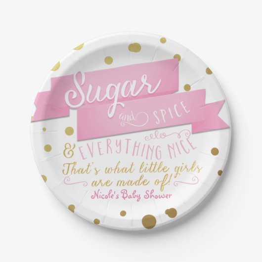 Sugar & Spice & Everything Mooie Baby showers Bord (Voorkant)