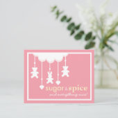 Sugar & Spice Girl Baby shower Briefkaart (Staand voorkant)