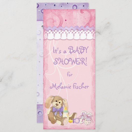 Sugar & Spice, Meisje Baby shower Uitnodiging (Voorkant / Achterkant)