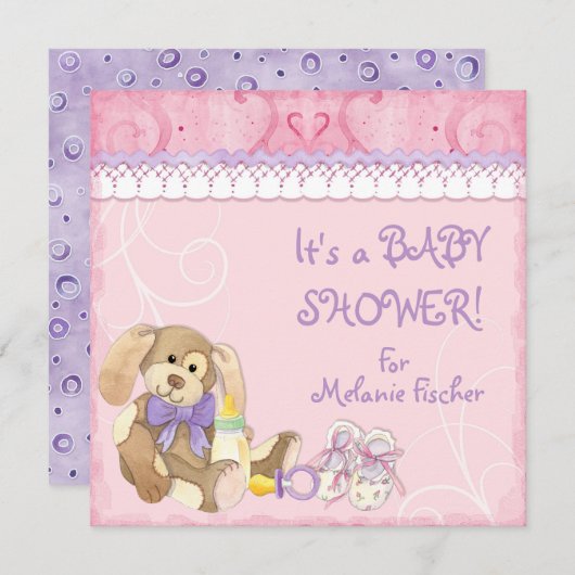 Sugar & Spice, Meisje Baby shower Uitnodiging (Voorkant / Achterkant)