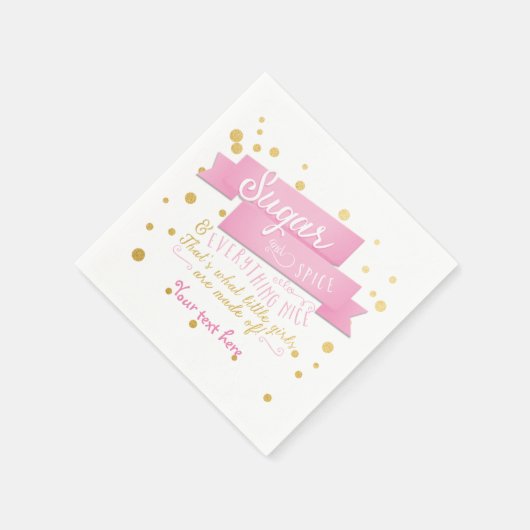 Sugar & Spice Roze & Goud Baby shower servetten (Hoek)