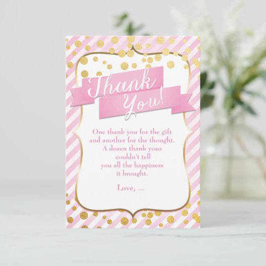 Sugar & Spice Roze & Goud Verjaardag Bedankt Card (Staand voorkant)