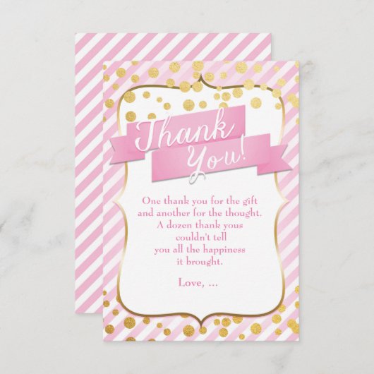 Sugar & Spice Roze & Goud Verjaardag Bedankt Card (Voorkant / Achterkant)