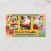 Sugar Sweet Bakery Dessert Foto Logo QR Code Visitekaartje (Voorkant)
