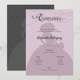 Sugared Plum & Steel Charro Silhouette Quinceanera Kaart