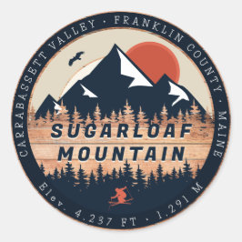 Sugarloaf Maine Mountain houten Vintage jaren 60 S Ronde Sticker