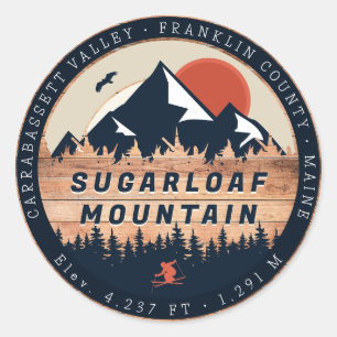 Sugarloaf Maine Mountain houten Vintage jaren 60 S Ronde Sticker