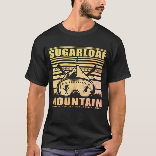 Sugarloaf Maine Mountain Retro 60s Ski T-shirt (Voorkant)