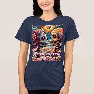 Sugarschedels in Love Chalk Pastel Persoonlijk Tri-Blend Shirt