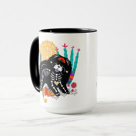 SUGARSKULL NIRVANA chow dog halloween 15 oz mok (Voorkant links)