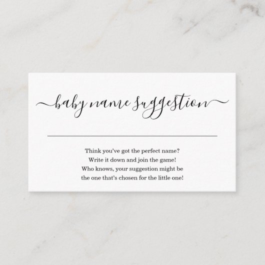 Suggestion de nom Invitation Baby Shower Simple (Devant)