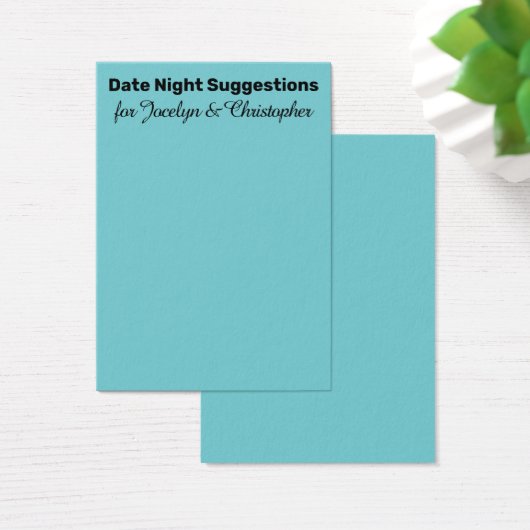 Suggestions de la nuit de date simple Carte Turquo (Bureau)