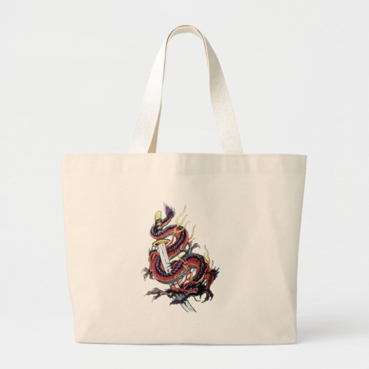 Sui Riu Japanse Dragon Katana Grote Tote Bag (Voorkant)