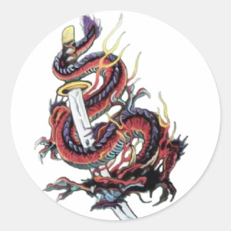 Sui Riu Japanse Dragon Katana Ronde Sticker