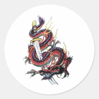 Sui Riu Japanse Dragon Katana Ronde Sticker