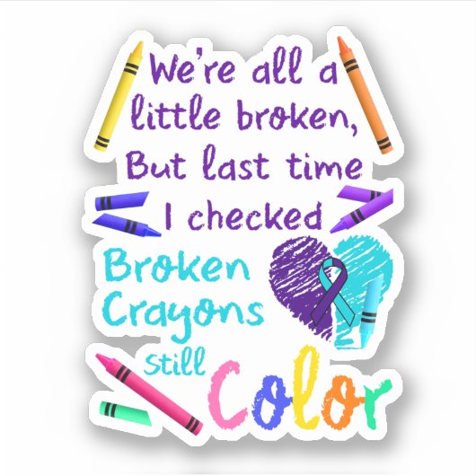 Suïcidale gedachten Prevention Broken Crayons Stil Sticker (Voorkant)