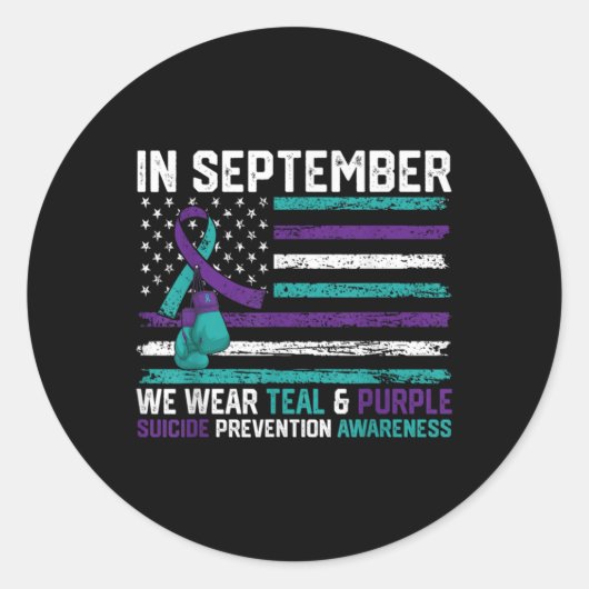Suicide Awareness 2024 In September We Wear Teal P Ronde Sticker (Voorkant)