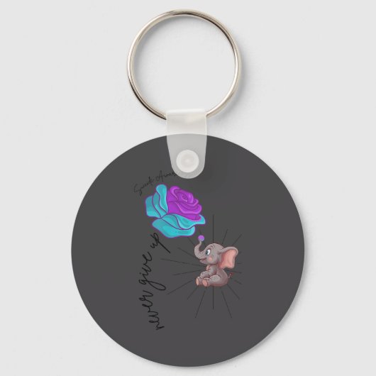 Suicide Awareness Flower Elephant Ribbon Graphic  Sleutelhanger (Voorkant)
