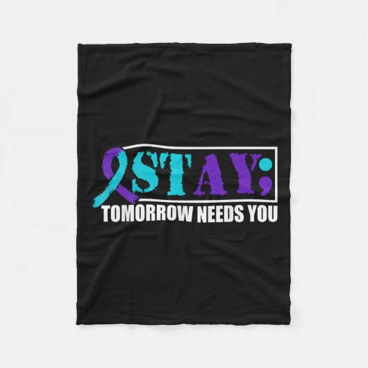 Suicide Awareness Mental Health Tomorrow Semicolon Fleece Deken (Voorkant)