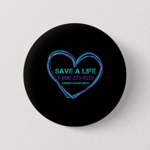 Suicide Awareness Red een leven Blauwgroen Paarse  Ronde Button 5,7 Cm