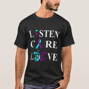 Suicide Awareness Semicolon Paarse Blauwgroen Ribb T-shirt