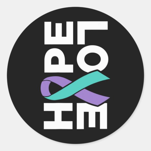 Suicide Awareness - Sideways Hoop Liefde Preventie Ronde Sticker (Voorkant)