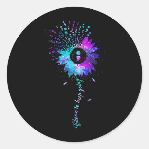 Suicide Awareness Zonnebloem Semicolon Blauwgroen Ronde Sticker
