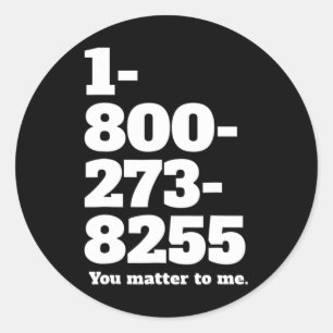 Suicide Hotline-nummer geestelijke gezondheidsvoor Ronde Sticker